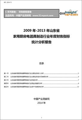 2009-2013年山东省家用厨房电器具制造行业财务指标分析年报